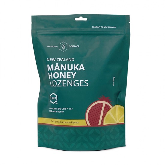 【买2包邮-联系客服更改价格】Manuka Science Manuka Honey Lozenges 500g 麦卢卡蜂蜜UMF15+蜂蜜糖润喉糖500克 百香果柠檬味  保质期2027.7